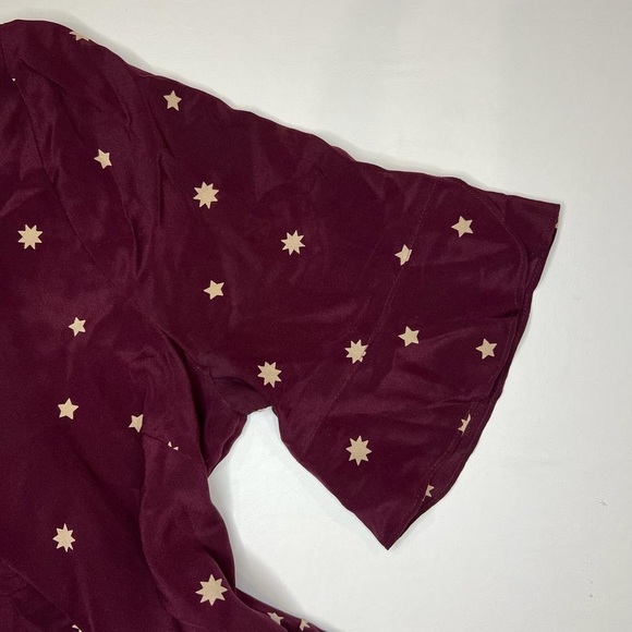 NWT MADEWELL 100% SILK Vneck Short Sleeve Flutter Hem Lined Dress Stars 12 - Picture 12 of 15